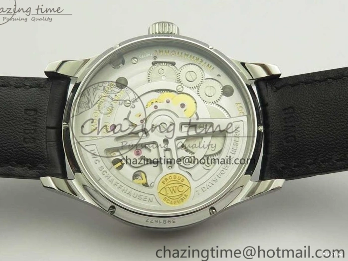 MIROTIME 0426 Upgraded Portuguese Flying Tourbillon SS White Dial 2 Sub Dials on Black Leather Strap 7161